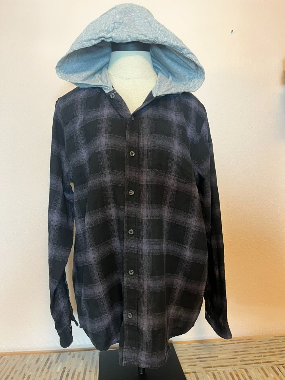 Hoodie-under-flannel Cornerstore Bodega Large Hooded Flannel Skater Grunge